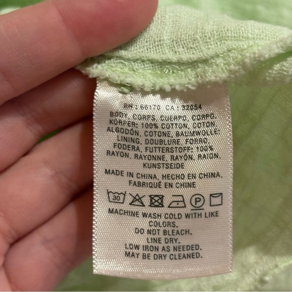 Maeve Anthropologie Green Cascade Ruffle Gauze Cotton Top Size Medium - Picture 10 of 10